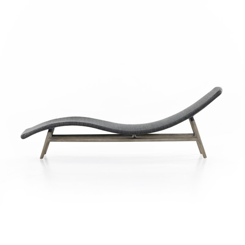 Portia Outdoor Teak Chaise Lounge, Coal, Weathered Gray Teak