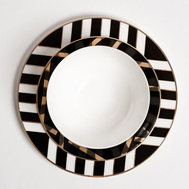 DeLorin 12 Piece Bone China Dinnerware Set - Service for 4