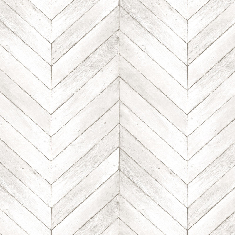  Chevron Wood 33' x 20.5" Wallpaper Roll, Neutral