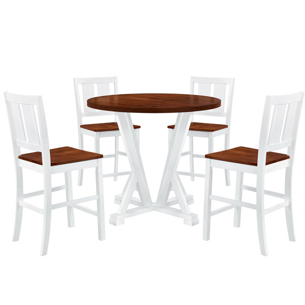 Rosalind Wheeler Budwig 5 - Piece Rubberwood Pedestal Dining Set | Wayfair
