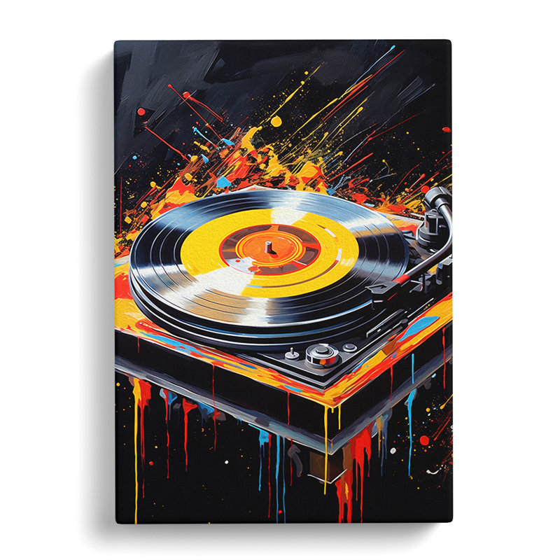 Record Player Hard Edge Painting Art - Wrapped Canvas, 76cm H x 50cm W x 3cm D