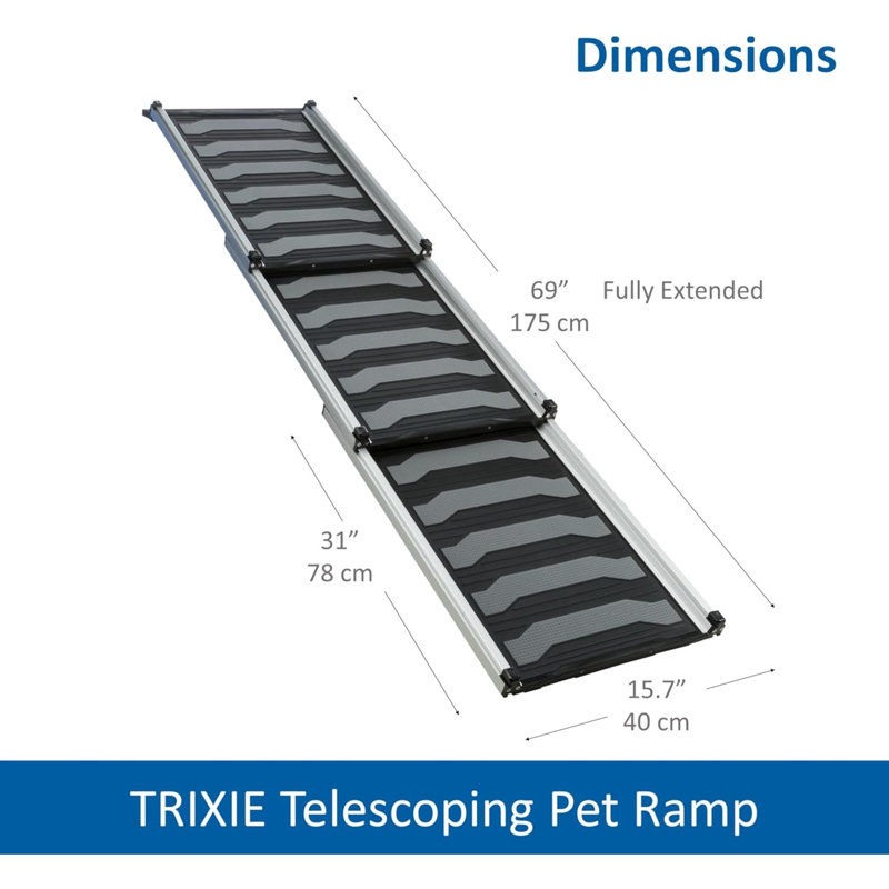 Heavy Duty 69" Telescoping Aluminum Pet Ramp with Rubber Treads