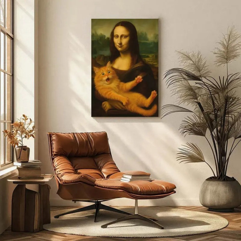 Reproduction sur toile «Playful Mona Lisa» - Urban Studio, 18 * 12 pouces (45 * 30 * 2cm)