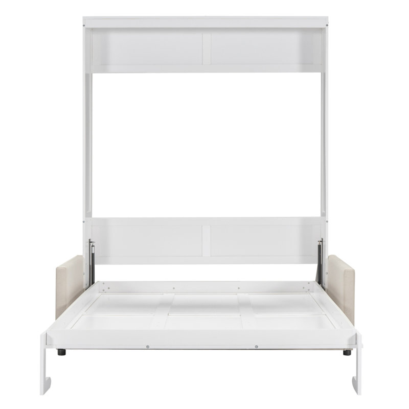 Lit escamotable mural Murphy avec coussin, Lit simple, Blanc