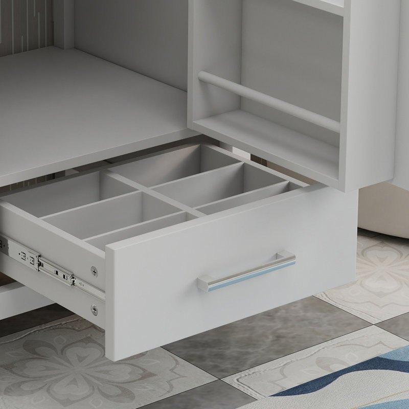 Meuble-lavabo moderne 20 "avec lavabo en céramique, Blanc, 20"
