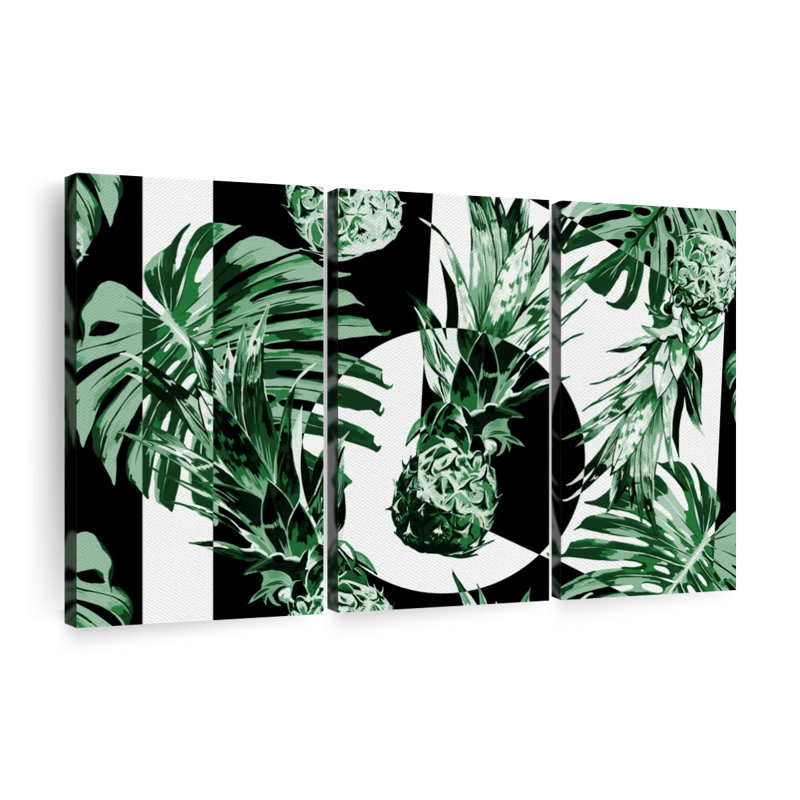 Ananas tropicaux à la mode 3 pièces, H 38 po x l 24 po x P 1,25 po