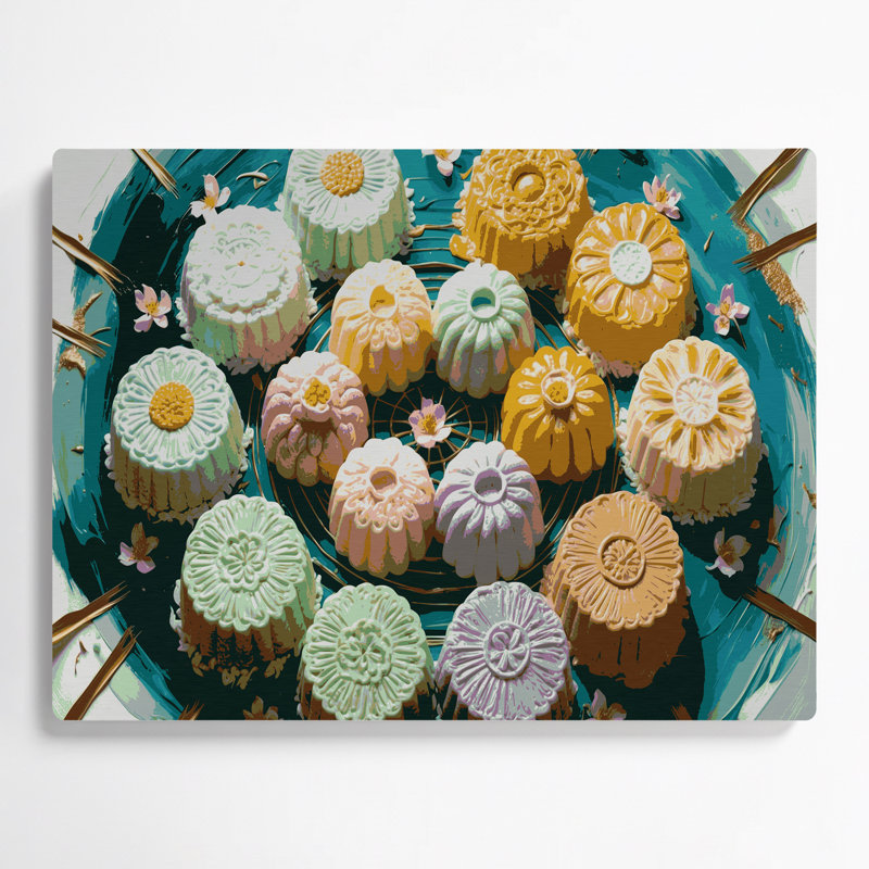 Desserts, gâteaux de riz, art mural en métal beige, H 11 po x l 14 po