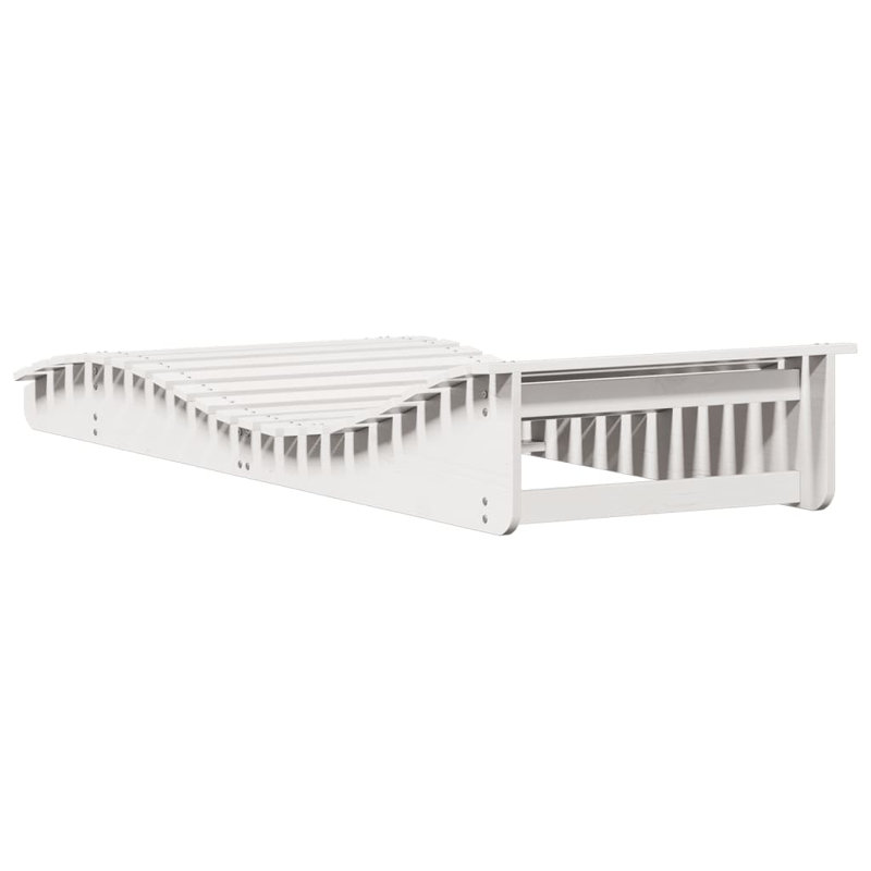  Chaise longue en bois de pin massif 80,7 x 31,5 x 12,4 po, Blanc