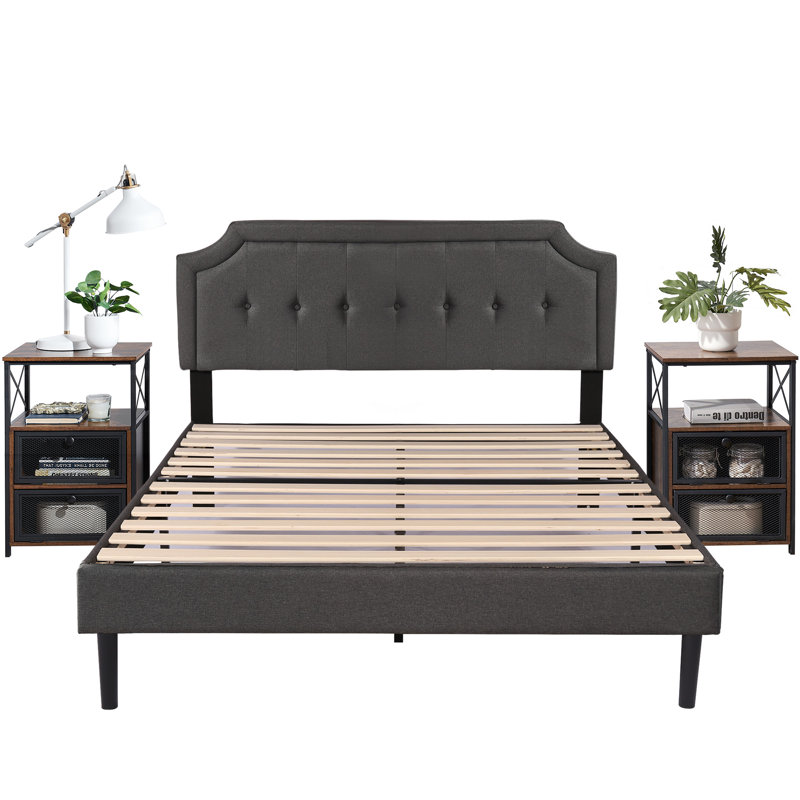 Kempst Steel Piece Bedroom Set, Brown, Queen