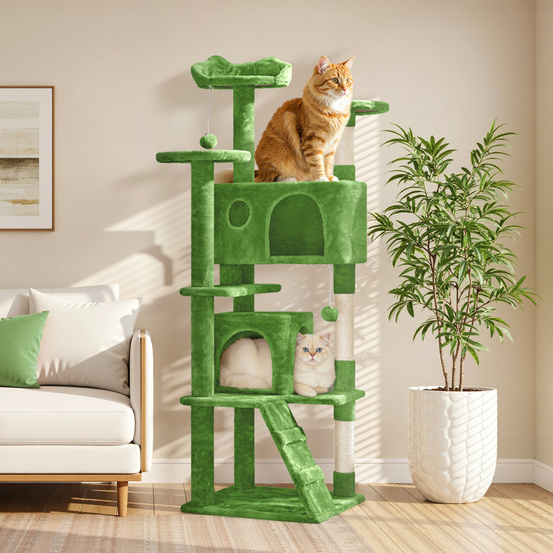 Arbre à chat 61,5 po Dagenham, Vert, H 62 po x l 19,5 po x P 19,5 po