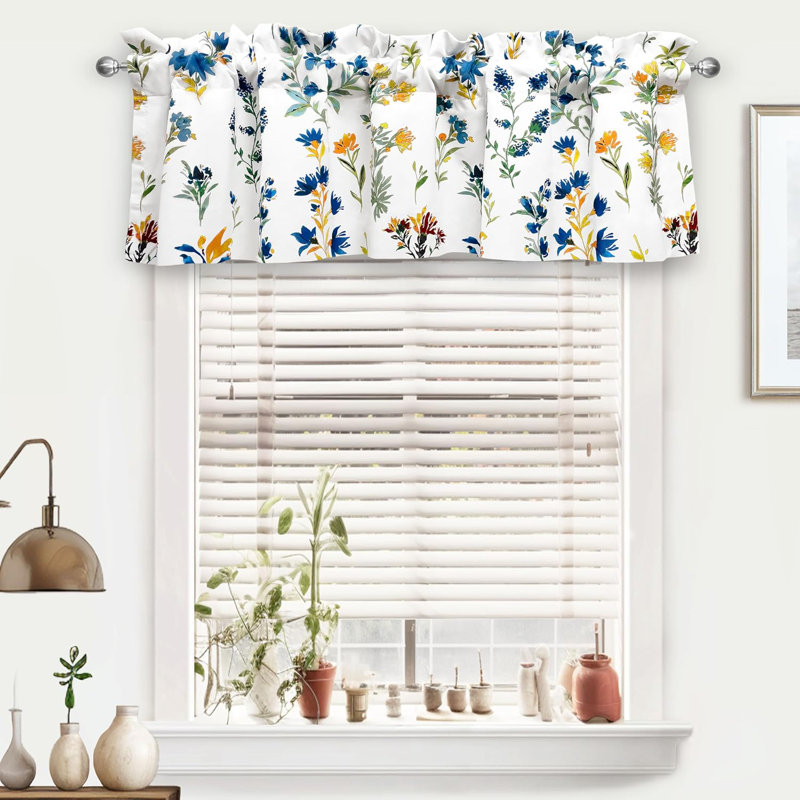 Jaeven Floral Tailored Window Valance, 52" W x 14" L, Multicolor