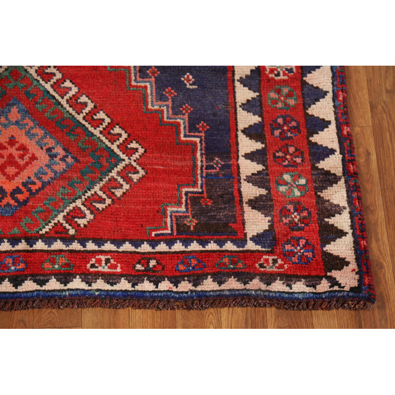Tapis traditionnel rouge à motif géométrique 4 x 7
