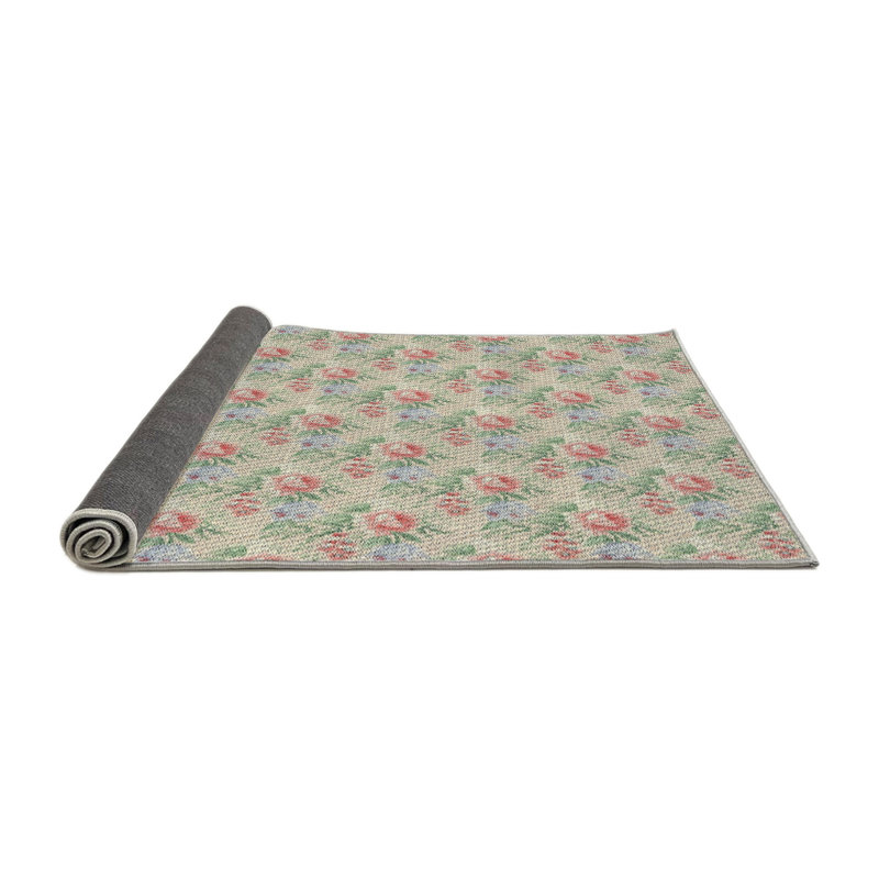 Tapis beige à motif floral Nojus, Rond 3 pi