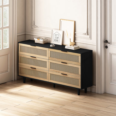 6-Drawers Rattan Storage Cabinet Rattan Drawer