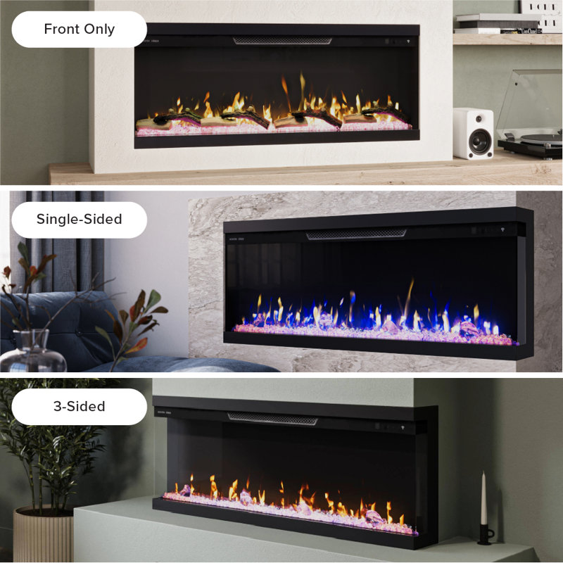 Modern Ember Aerus Skyline Linear Multi Sided Smart Electric Fireplace - Alexa & Google Asst, 20.3” H x 50” W x 7.7” D  