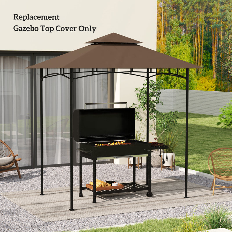 Brown Polyester Double Tiered Grill Gazebo Replacement Canopy Cover