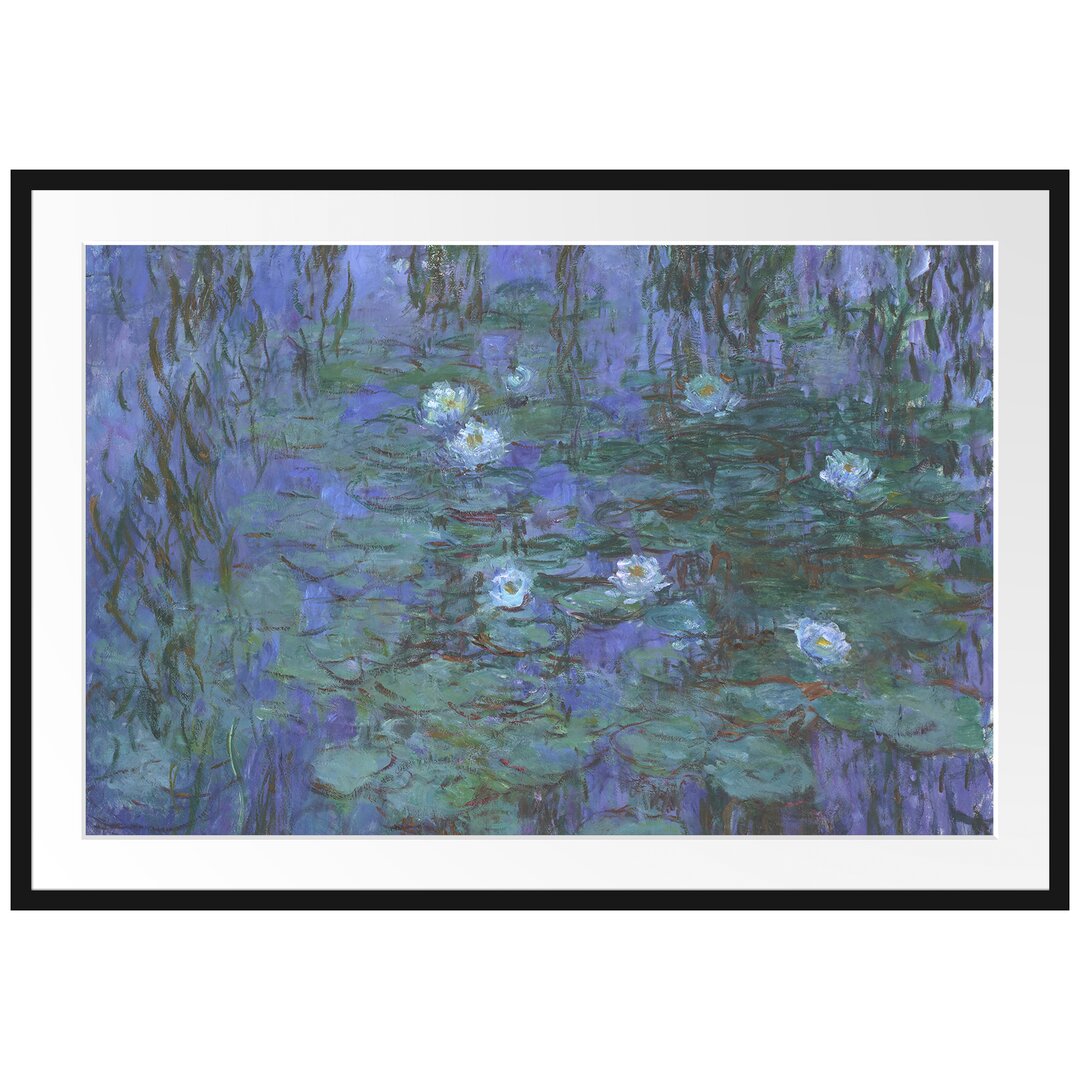 Gerahmter Kunstdruck Water Lilies on Blue Water von Claude Monet