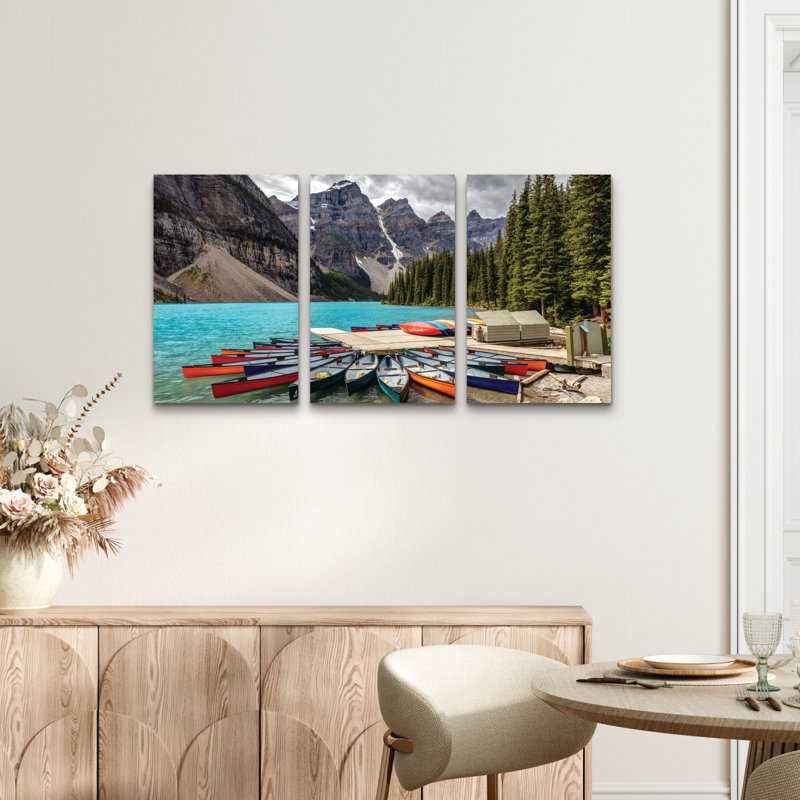 Ensemble de 3 panneaux d'art mural - Moraine Lake Docks par Pierre Leclerc 
