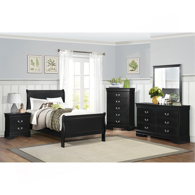 Mobilier de chambre à coucher 1pc, Lit simple, Noir