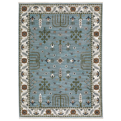 Tapis oriental bleu / vert Edgette