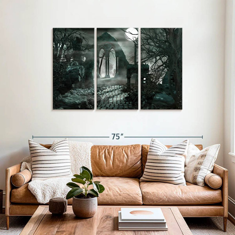 Moonlit Gothic Ruins, 36" H x 57" W