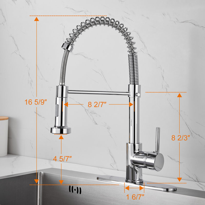 Uptap Pull Down Kitchen Faucet, Chrome
