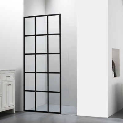 Cyrus 34'' W x 72'' H Framed Fixed Glass Panel with Glass