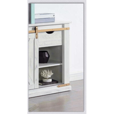 Console de style rustique antique avec accents dorés blancs avec tiroir de rangement et tablette pour le salon
