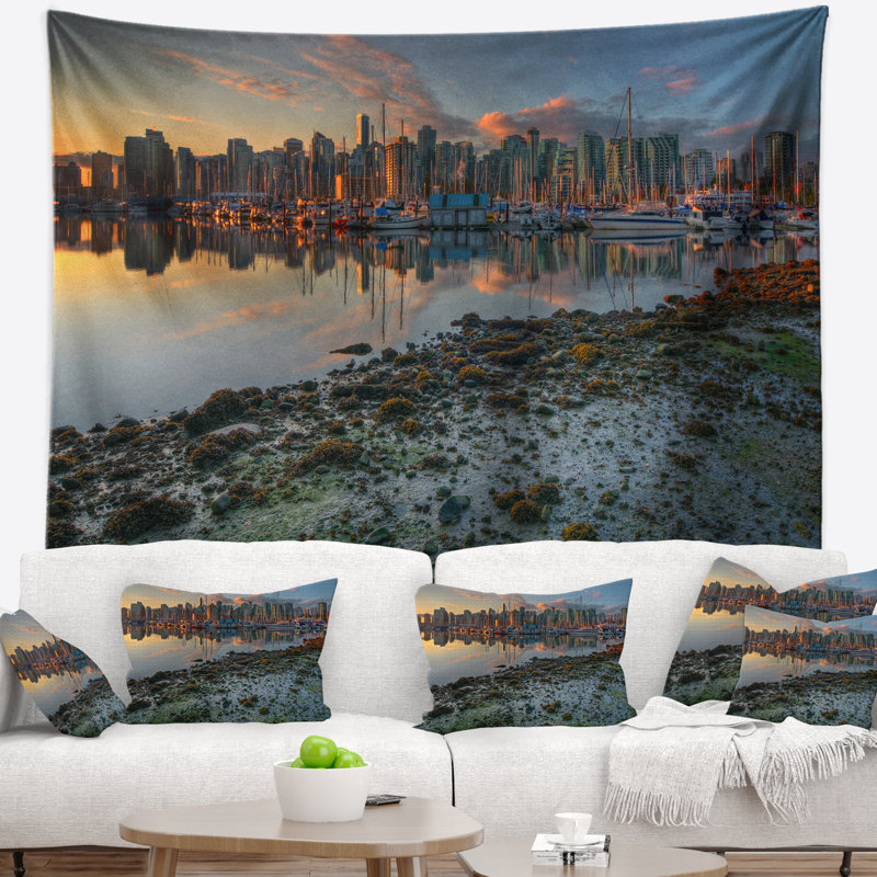 Bord de mer magnifique au lever du soleil au centre-ville de Vancouver, H 32 po x l 39 po