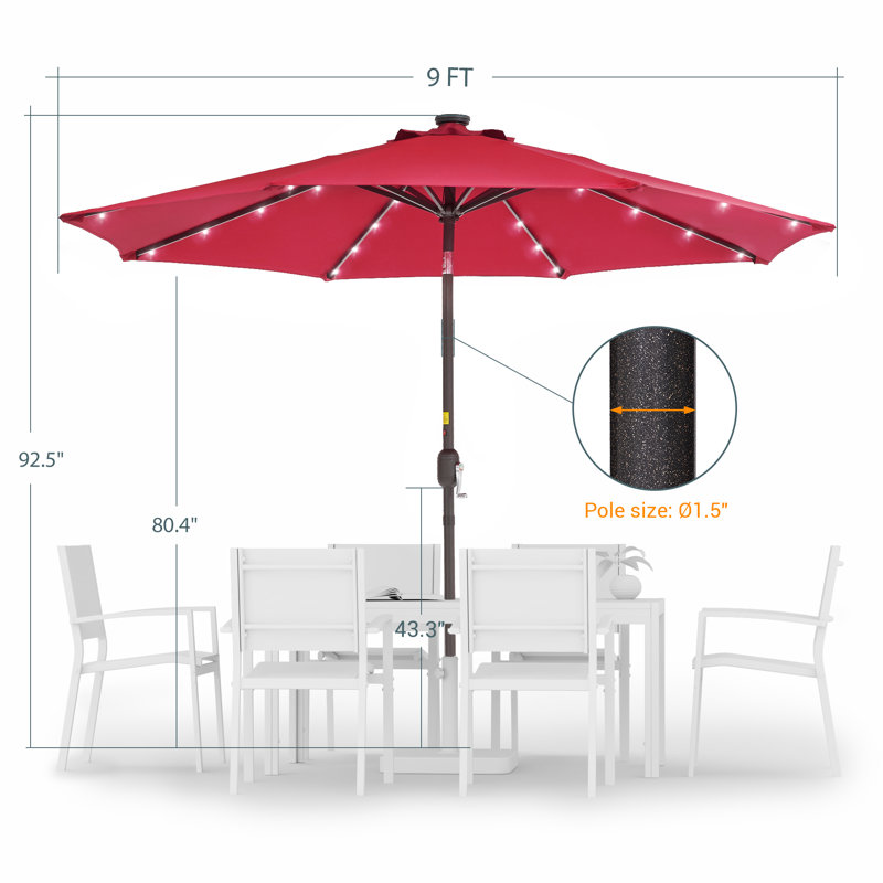Parasol de marché éclairé 108 po Jamieson, Rouge