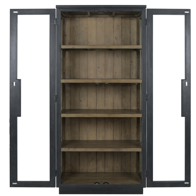 Larson Reclaimed Pine Wood Cabinet, Black
