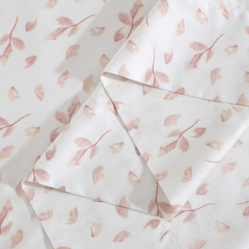 Ensemble de draps en coton Calvin Klein, Ensemble de draps pour grand lit avec 2 taies d'or, Rose uni