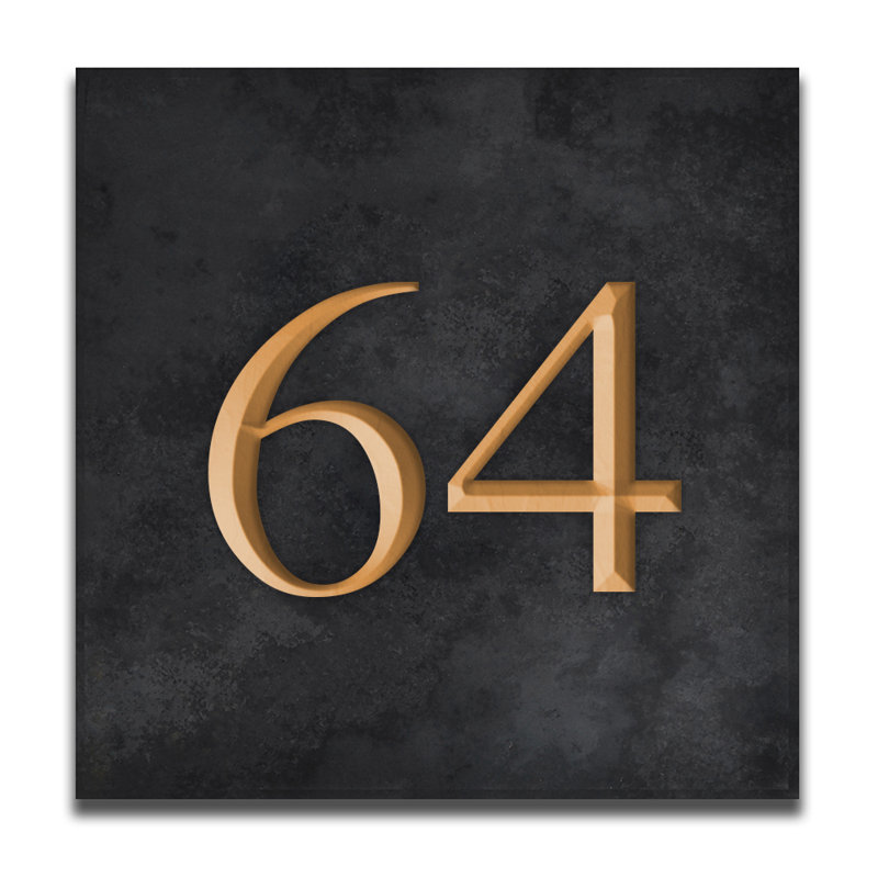 Velia 17.78cm H Stone House Number, 64, Gold