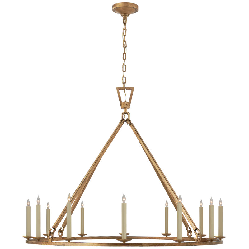 Chapman & Myers Darlana Medium Single Ring Chandelier, Golded Iron, 38.75" H x 50" W x 50" D