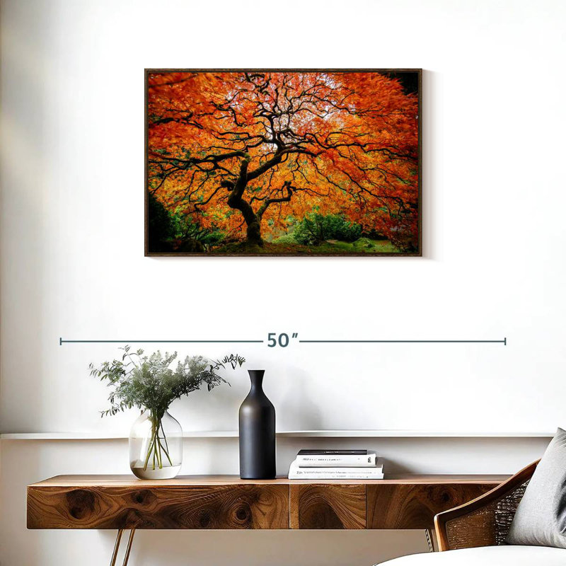 Automne érable japonais, Cadre flottant en noyer, 31 po x 21 po