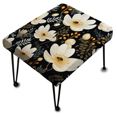 Repose-pieds noir et beige Garden Reverie