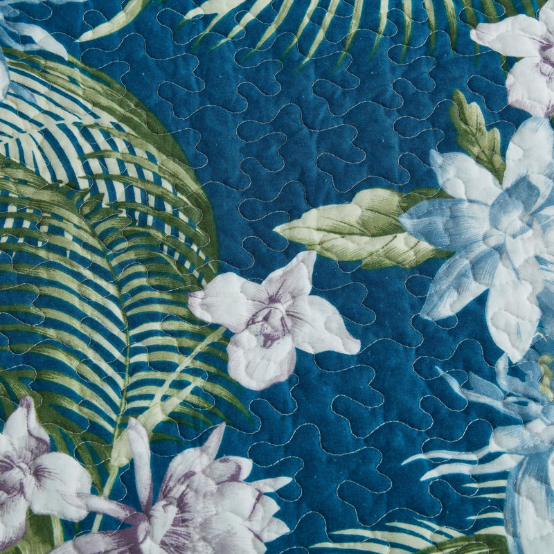 Southern Breeze 100% Cotton Reversible Quilt Set, Full/Queen Quilt + 2 Queen Shams