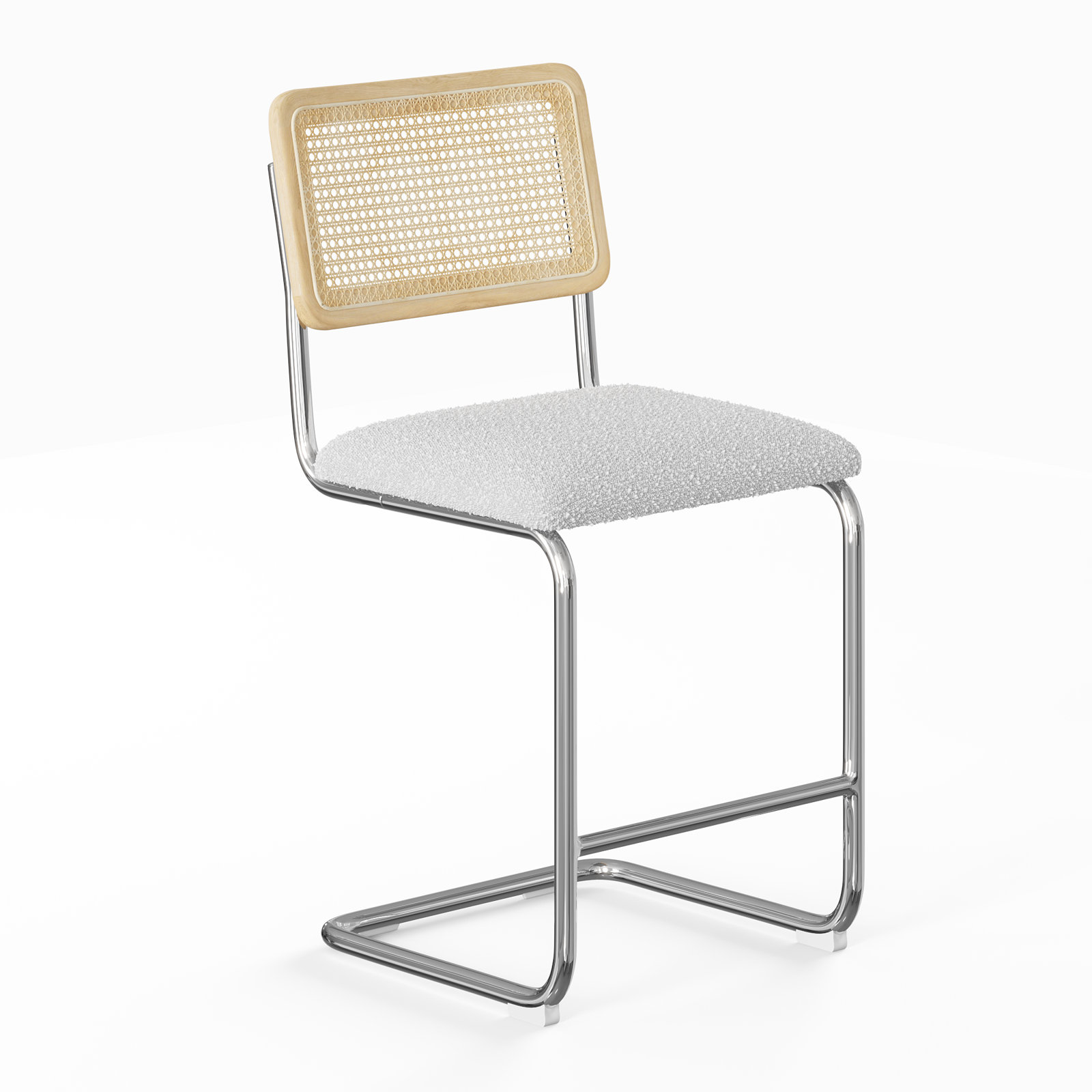 Walsh Bar and Counter Stool, Counter Stool (24” Seat Height), White Boucle/ Chrome Frame