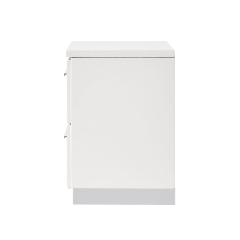 Table de chevet 2 tiroirs au fini blanc ultrabrillant