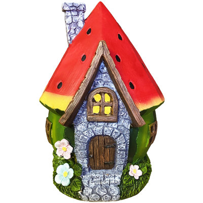 8" Resin Solar LED Watermelon House