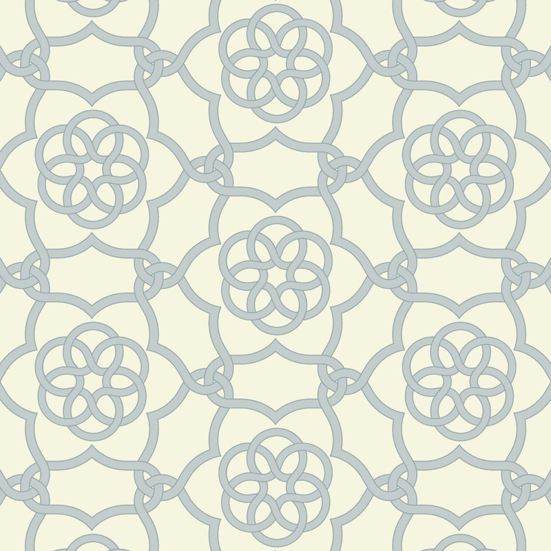 Papier peint bleu clair minéral Floret Lattice