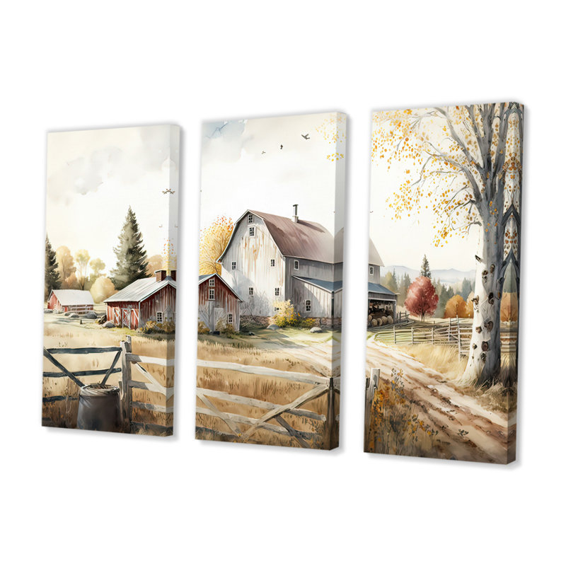 Azaiah - 3 pièces sur toile, H 32 po x l 48 po, Toile tendue