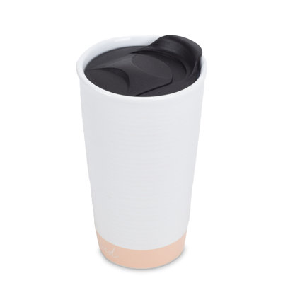 Loved Textured Blush Pink 12 oz Ceramic Travel Tumbler