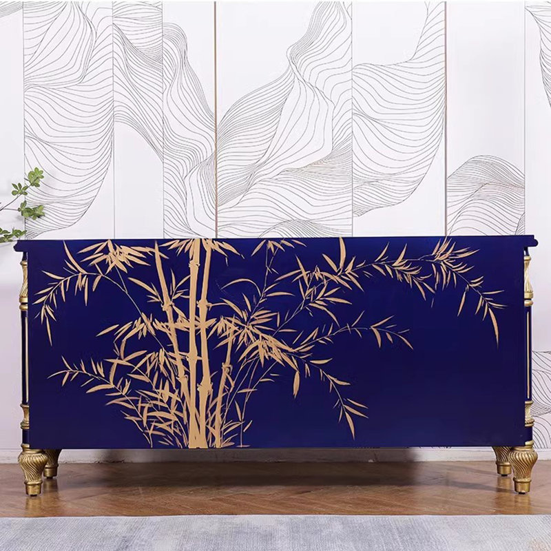 Hand-Painted Carved Accent Cabinet 59.06'' Sideboard