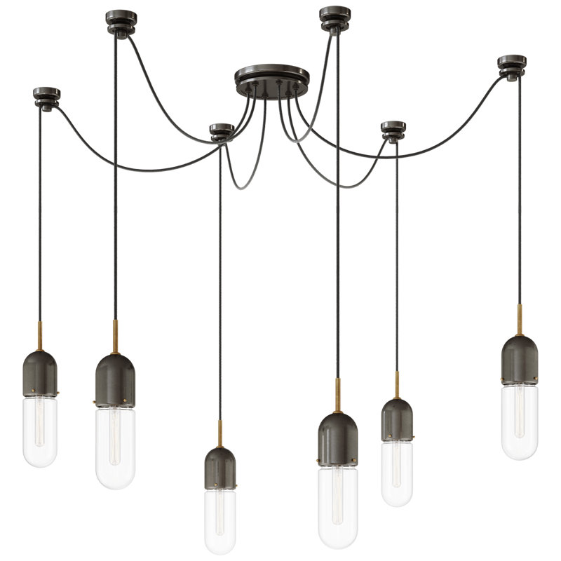 Junio 6 - Light Chandelier, Clear, Polished Nickel