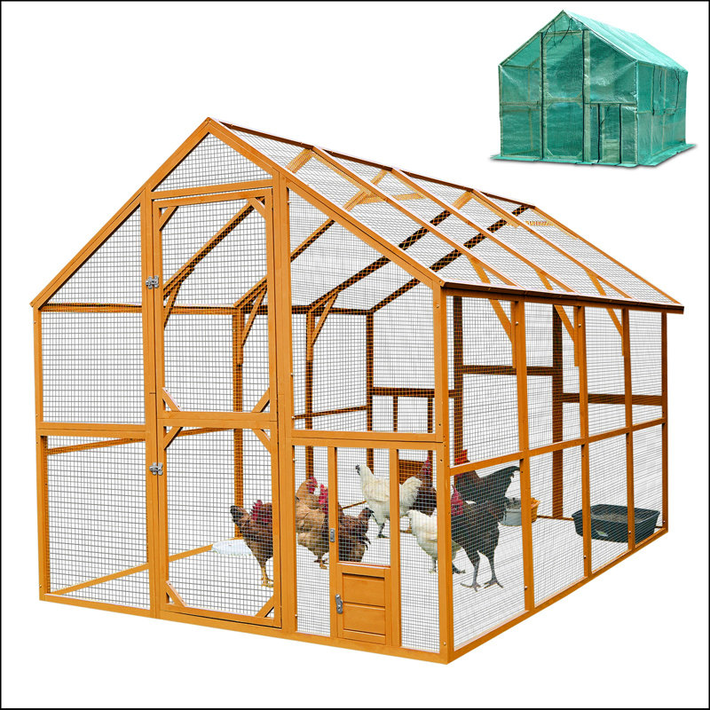 281.9 cm Large Chicken Coop With Waterproof Cover, Chicken Pens Catios With 2 Small Doors, Walk In Chicken Runs, Pet Playpen Exercise Pen Catios For Rabbit Duck Cat