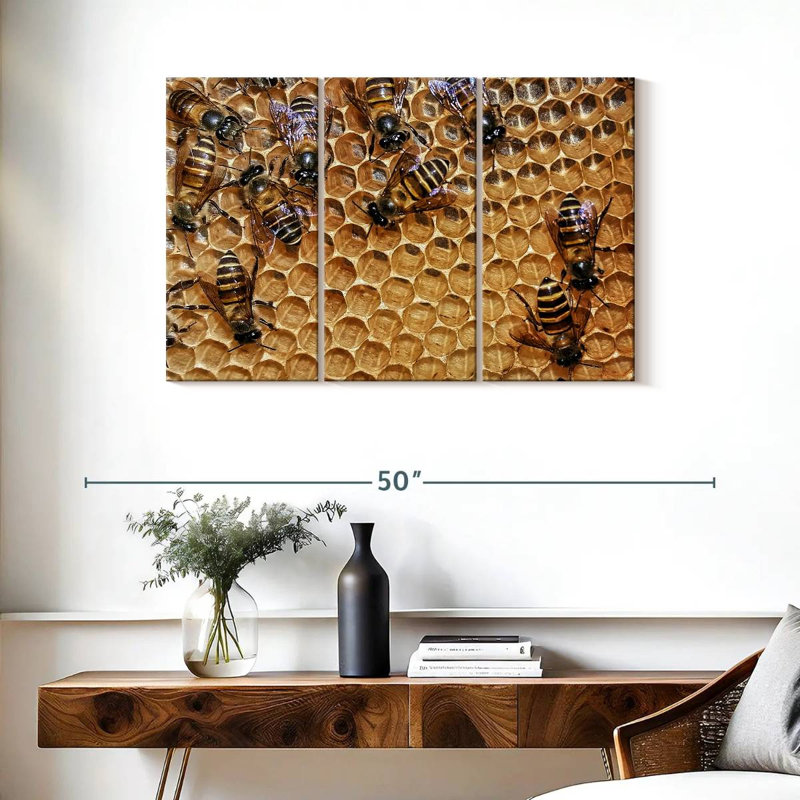 Brampt Honeycomb Bees, 24" H x 38" W
