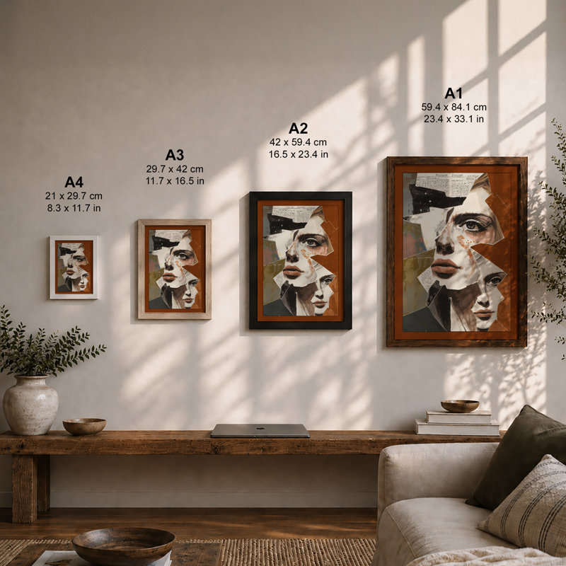 Fragmented Identity Eclectic - Framed Print, A2 - 59.4 x 42.0 cm, Walnut