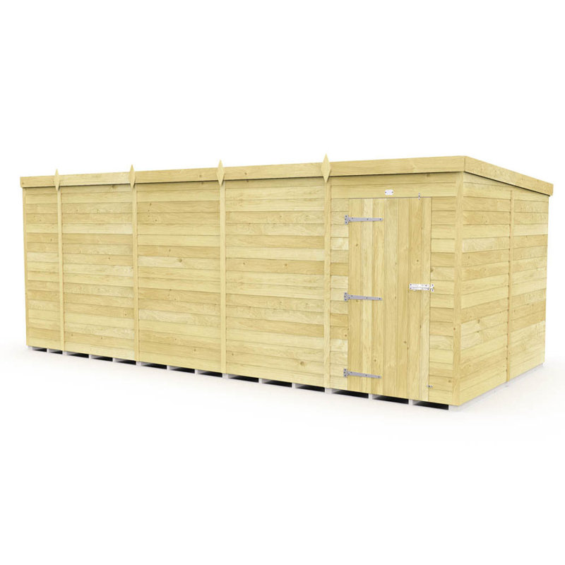 17ft x 8ft Pent Shed - Single Door without Windows