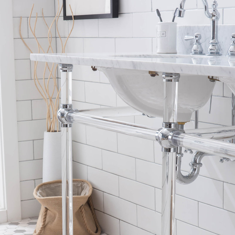 Empire Stone Oval Console Bathroom Sink with Faucet and Overflow, Chrome